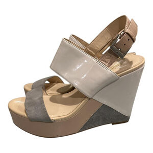 Nine West Wedge Sandals Womens Size 6 Multicolor Slingback Platform Heels Shoes